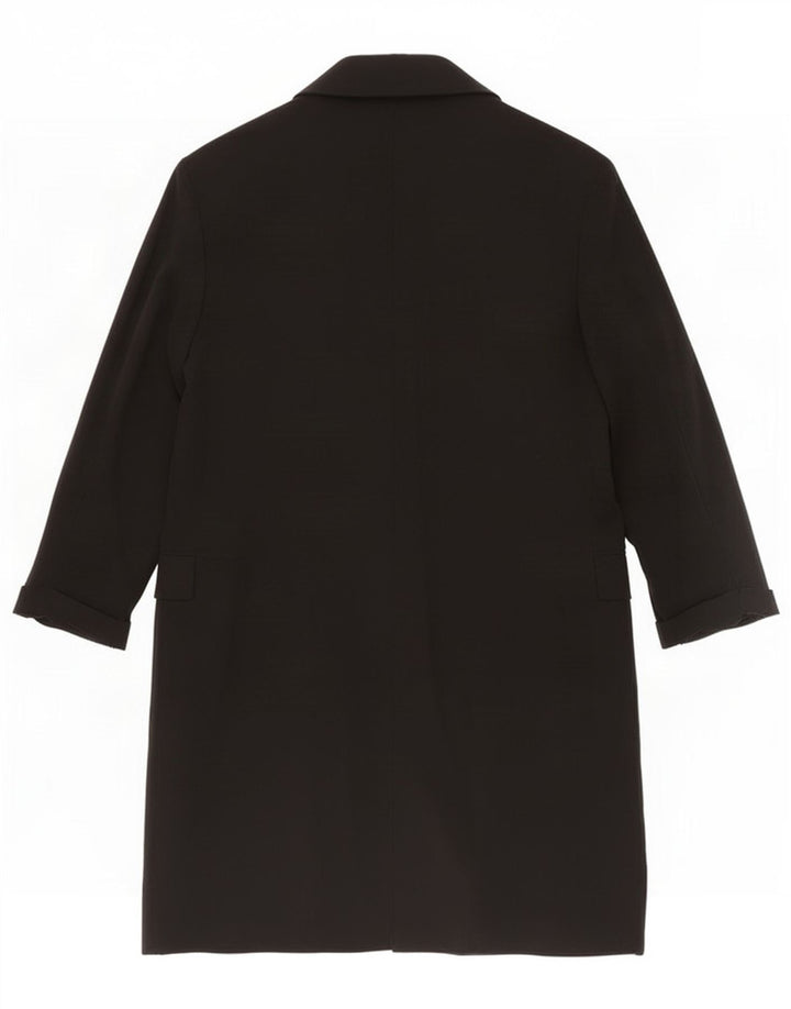 Zara Womens Open Overcoat UK 16 Large Schwarz Lyocell