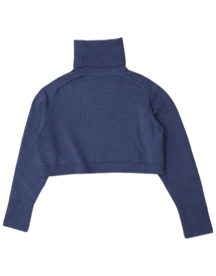 Zara Damen-Pullover, übergroß, bauchfrei, Rollkragenpullover, Gr. 10, klein, Blau