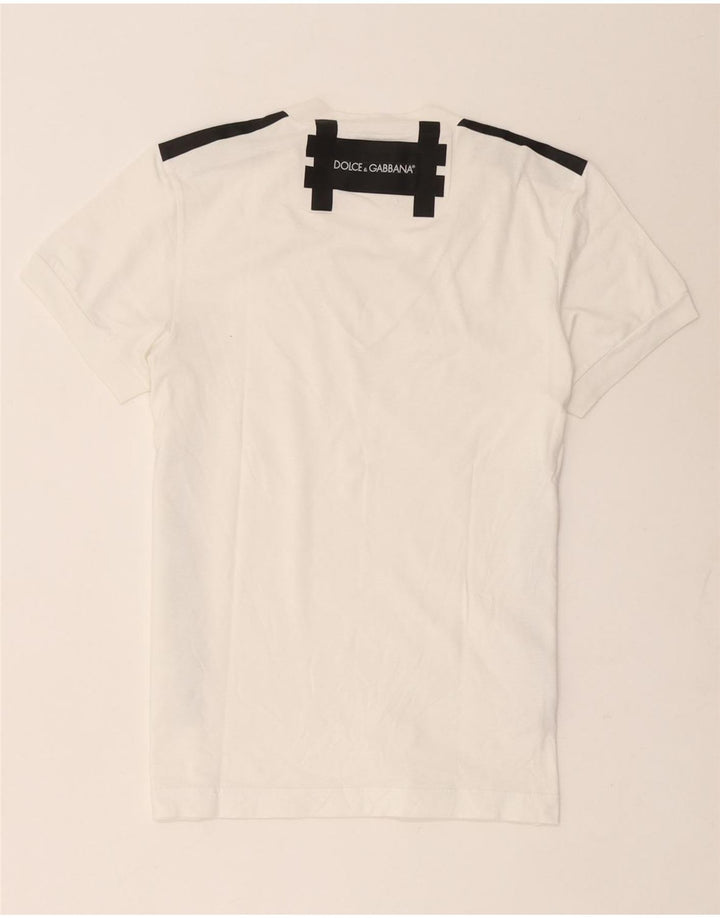 Dolce & Gabbana Damen Grafik-T-Shirt-Oberteil IT 44 Mittelweiß Farbblock