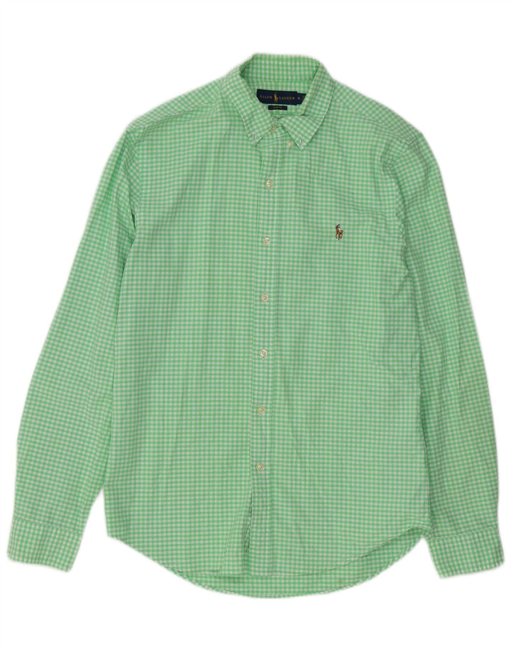 Ralph Lauren Slim-Fit-Hemd für Herren aus mittelgrüner Gingham-Baumwolle