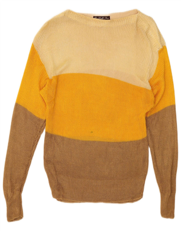 Vintage Damen Pullover mit U-Boot-Ausschnitt, Gr. 8, klein, mehrfarbig
