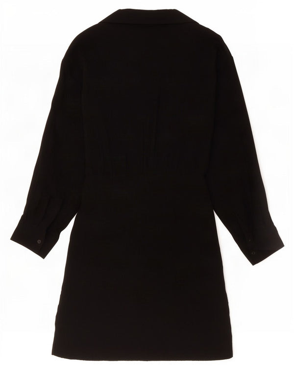 Zara Damen Loose Fit Tiered Kleid UK 6 XS Schwarze Viskose