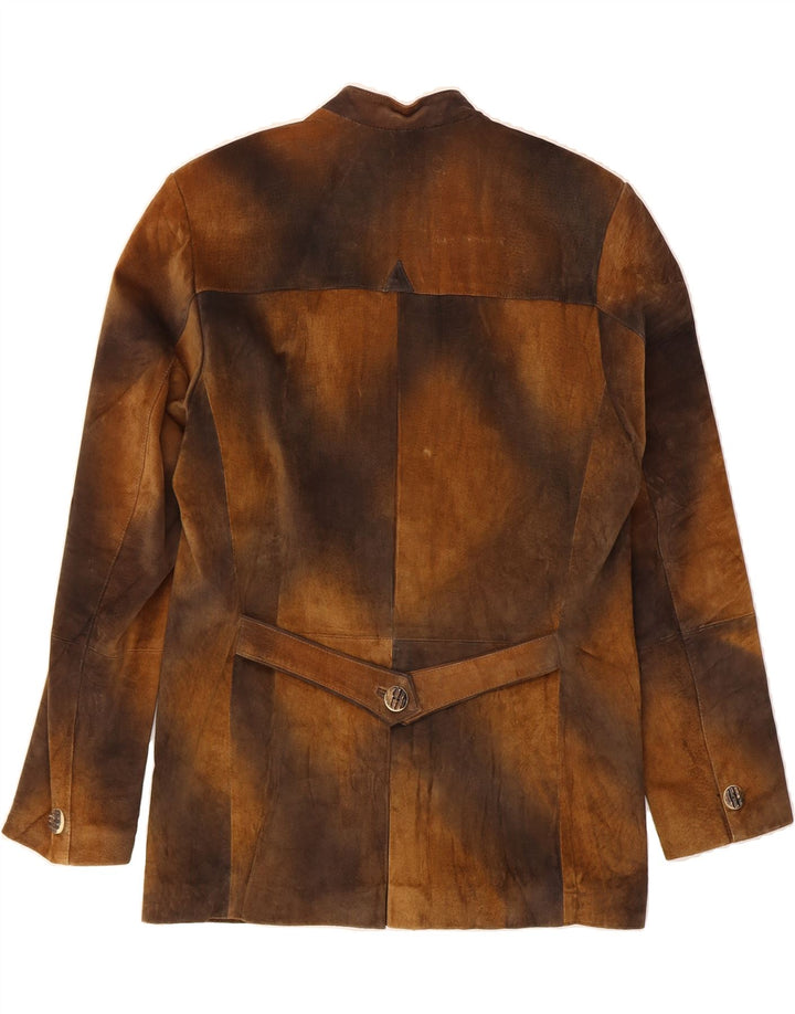 VINTAGE Herren 3-Knopf-Blazerjacke IT 48 Mittelbraunes Batikleder