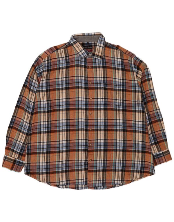 Bernd Berger Herren-Flanellhemd mit moderner Passform, 3XL, braun, kariert, Baumwolle