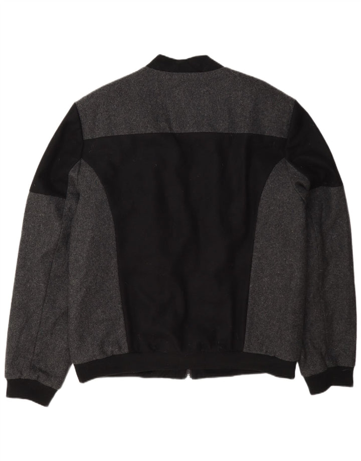 Calvin Klein Herren Bomberjacke UK 44 2XL Schwarze Colourblock-Wolle