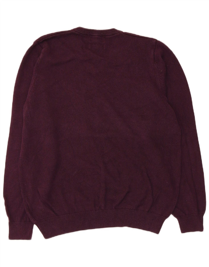 Marks & Spencer Herren-Pullover mit V-Ausschnitt, Größe L, Baumwolle, Lila