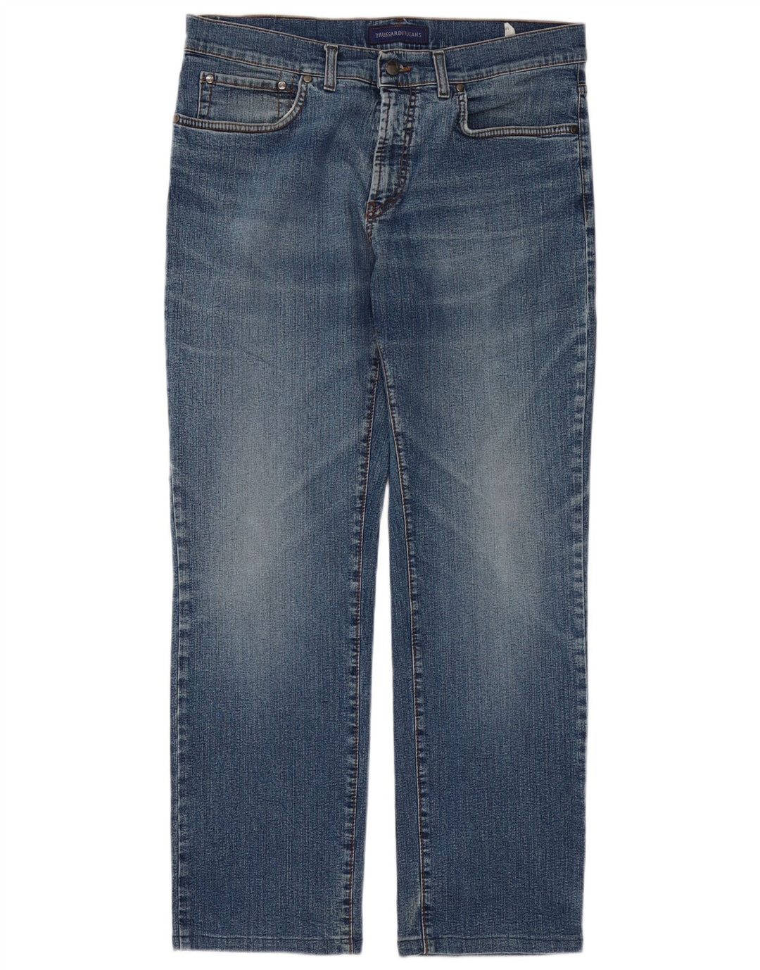 TRUSSARDI Herren Straight Jeans W36 L31 Blaue Baumwolle