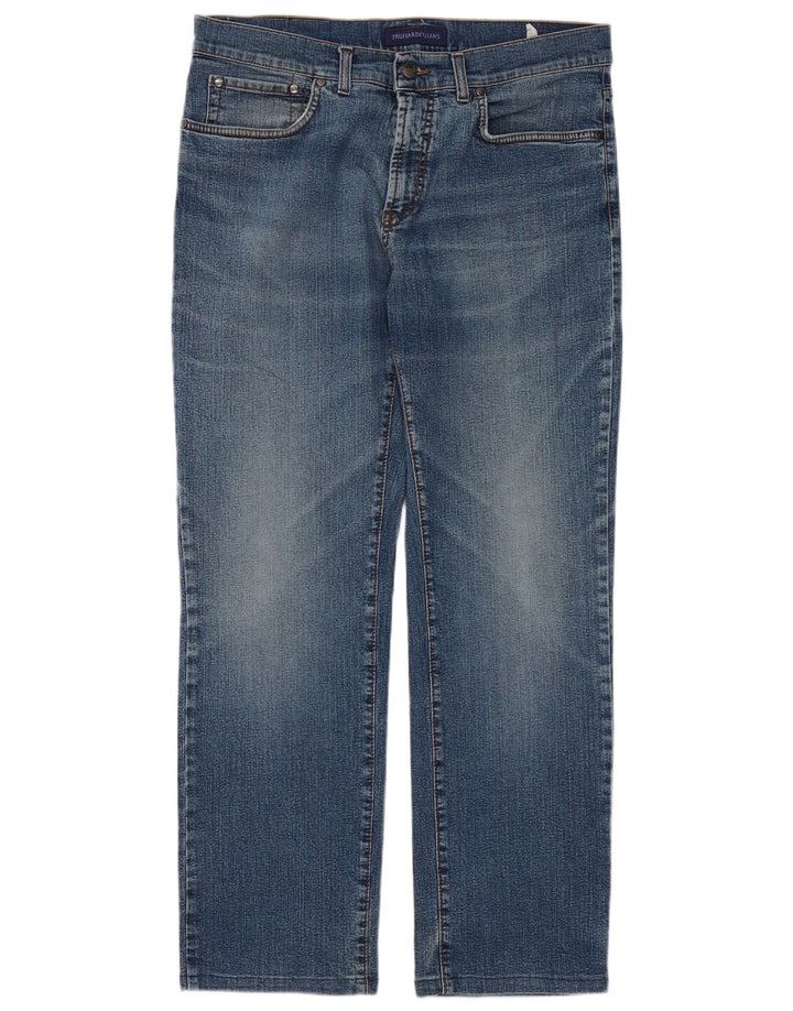 TRUSSARDI Herren Straight Jeans W36 L31 Blaue Baumwolle