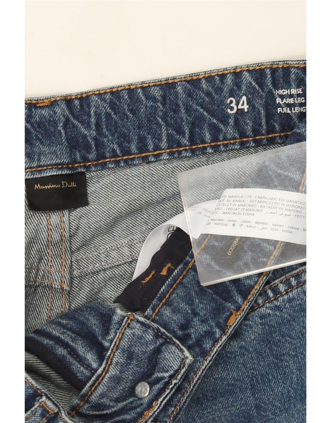 Massimo Dutti Damen High Rise Flared Jeans W34 L35 Blaue Baumwolle