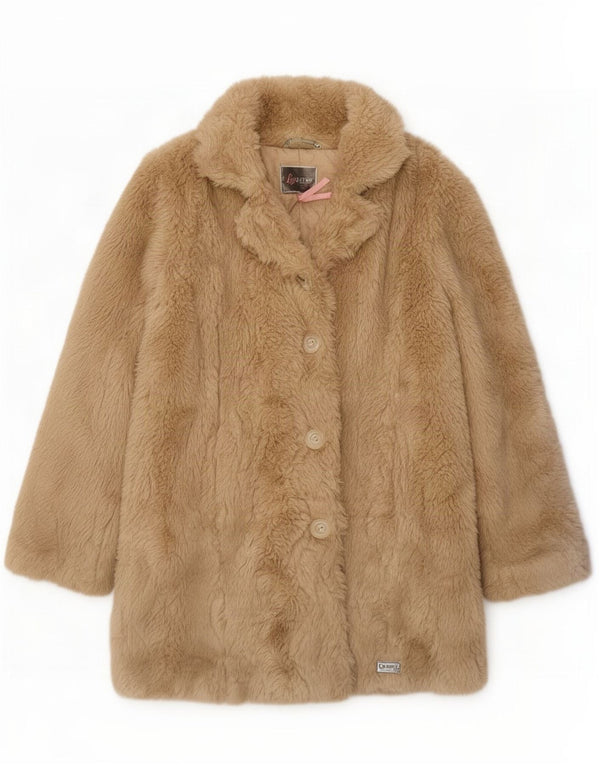 Lipsy Damen Kunstpelzmantel UK 16 Large Beige Acryl