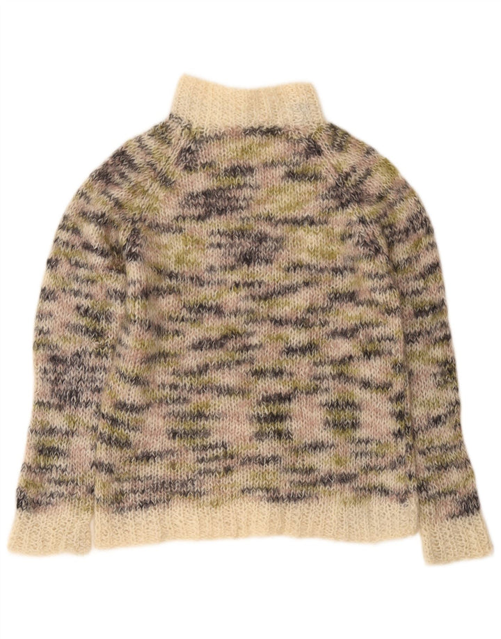Vintage Damen Rollkragenpullover Pullover UK 12 Medium Beige Flecked
