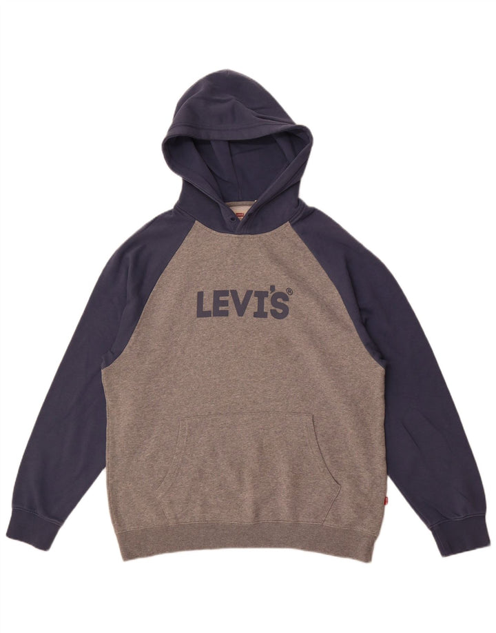 Levi's Herren-Kapuzenpullover mit grafischem Relaxed-Fit, mittelgrau, Farbblock