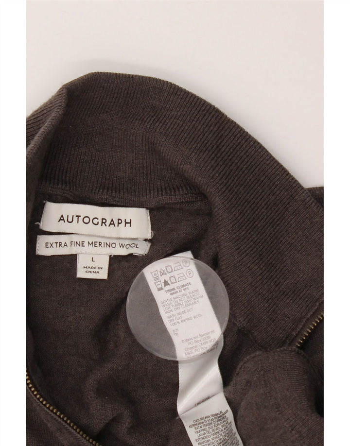 Marks & Spencer Herren Autograph Pullover mit Reißverschluss am Hals, Größe L, Braun