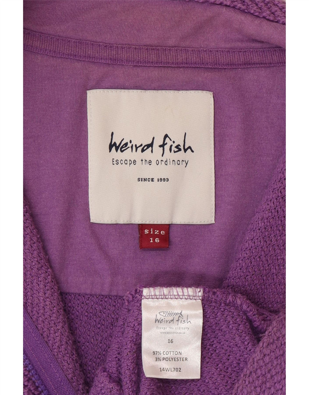Weird Fish Damen-Cardigan-Pullover UK 16 Large Lila Baumwolle