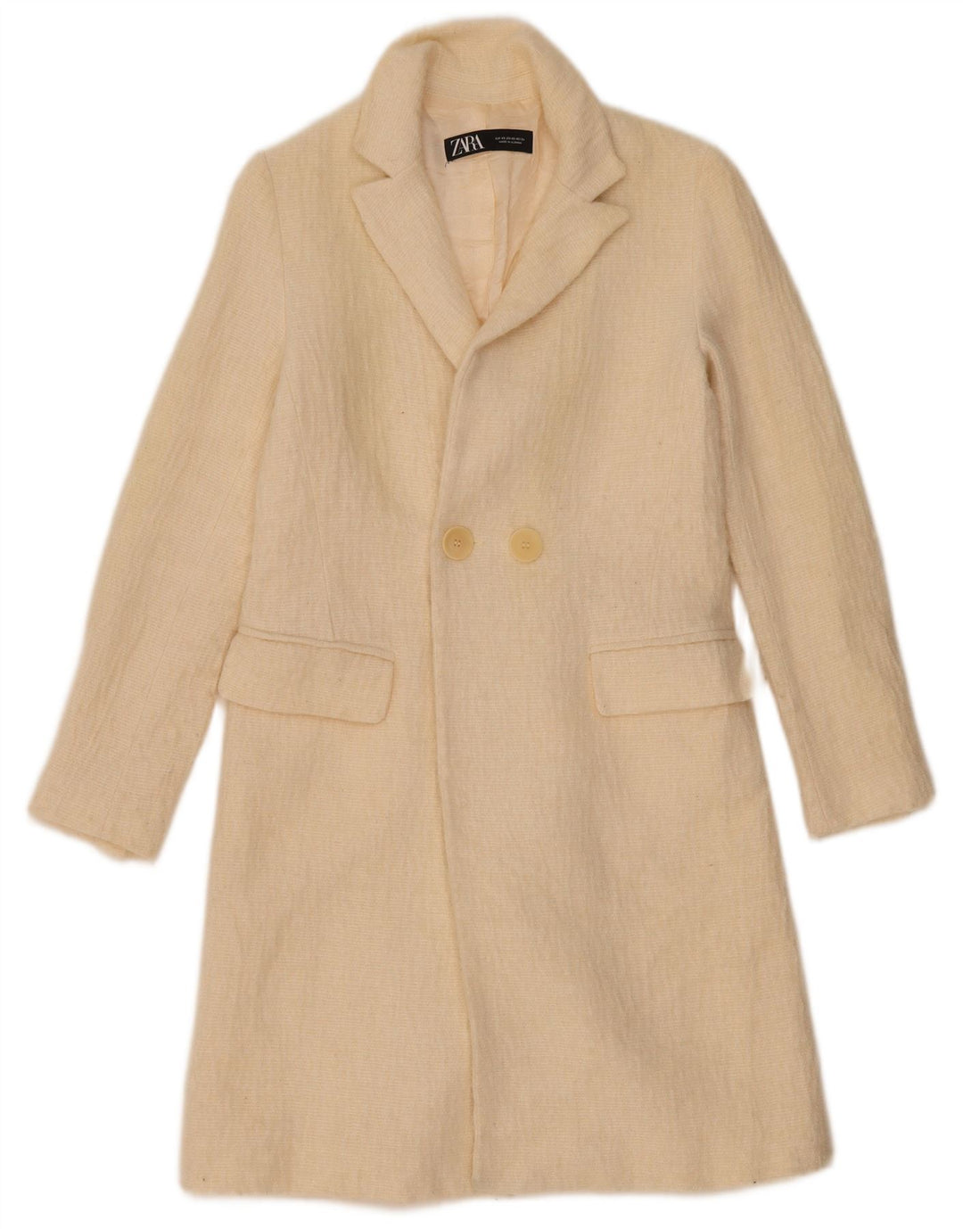 Zara Damen Mantel UK 6 XS Off White Wool
