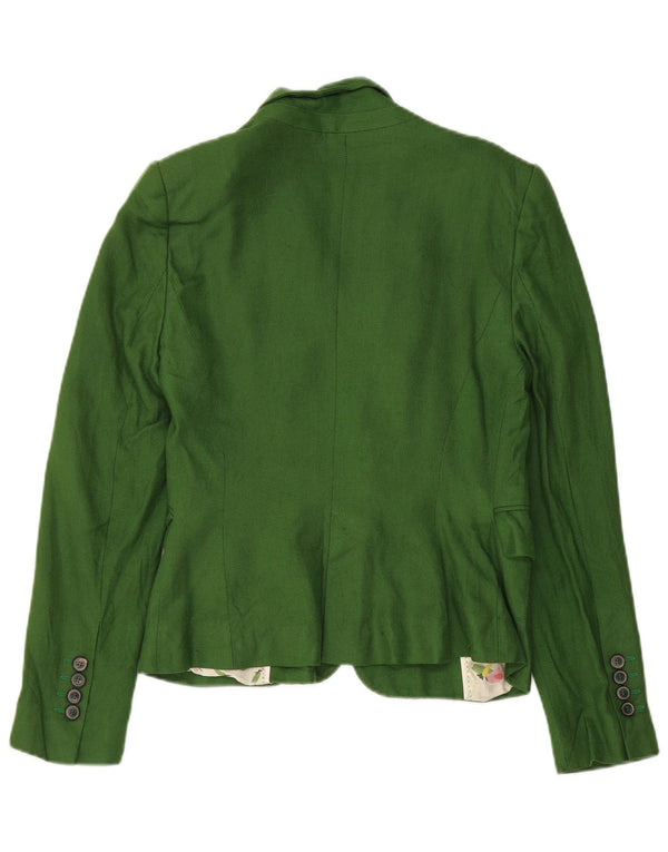 Zara Damen 1-Knopf-Blazerjacke UK 12 Mittelgrün