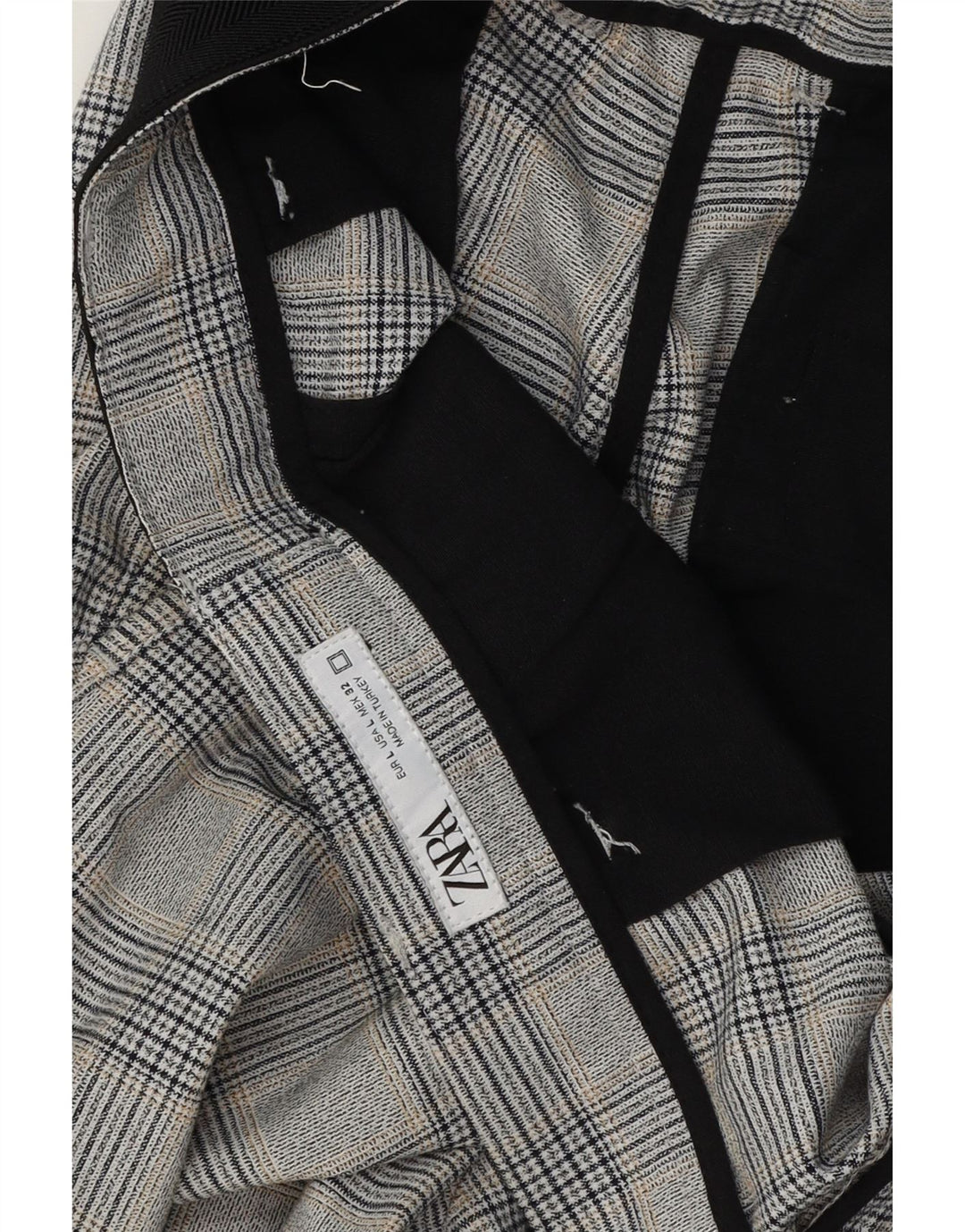ZARA Womens Slim Casual Trousers Large W34 L30 Grey Check Polyester Vintage Zara and Second-Hand Zara from Messina Hembry 
