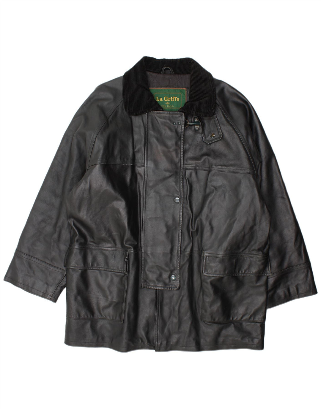 La Griffe Damen Ledermantel IT 54 3XL Schwarzes Leder