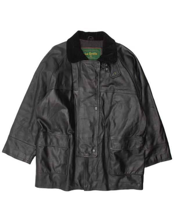 La Griffe Damen Ledermantel IT 54 3XL Schwarzes Leder