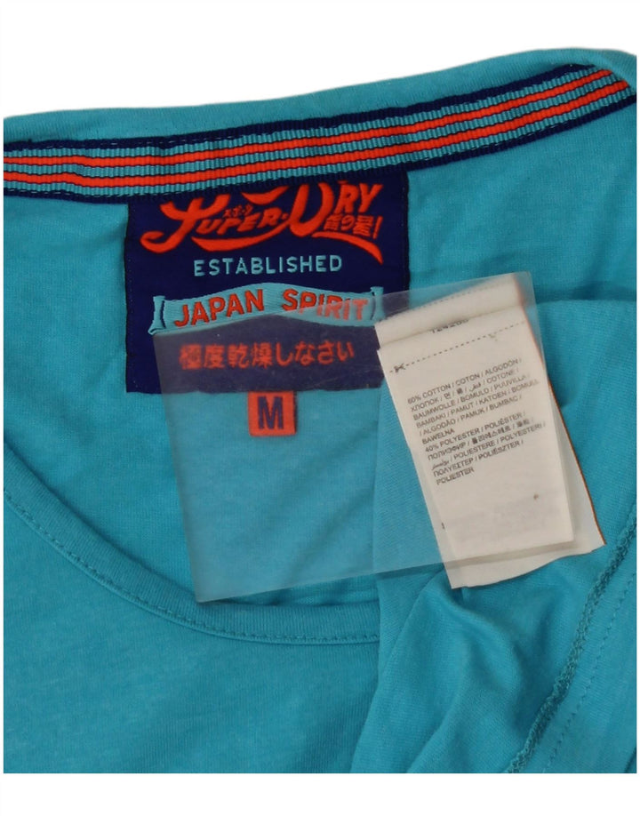 SUPERDRY Damen Grafik-Trägershirt UK 12 Mittelblaue Baumwolle