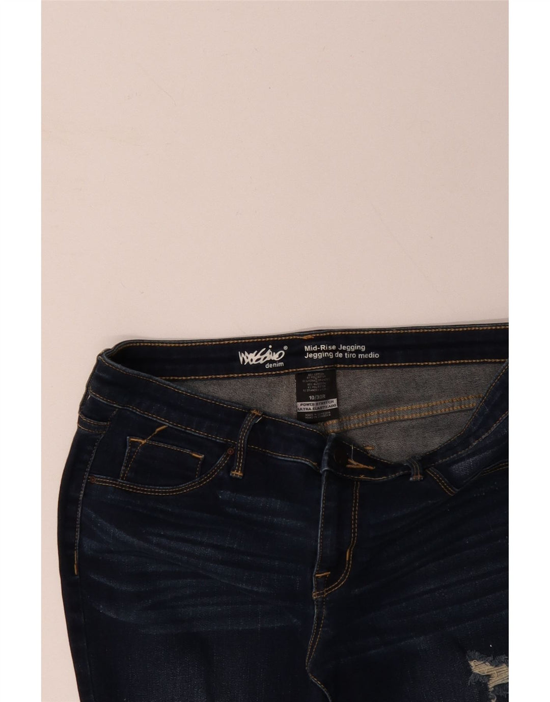 MOSSIMO Damen Distressed Mid Rise Skinny Jeans US 10 Medium W30 L27 Blau