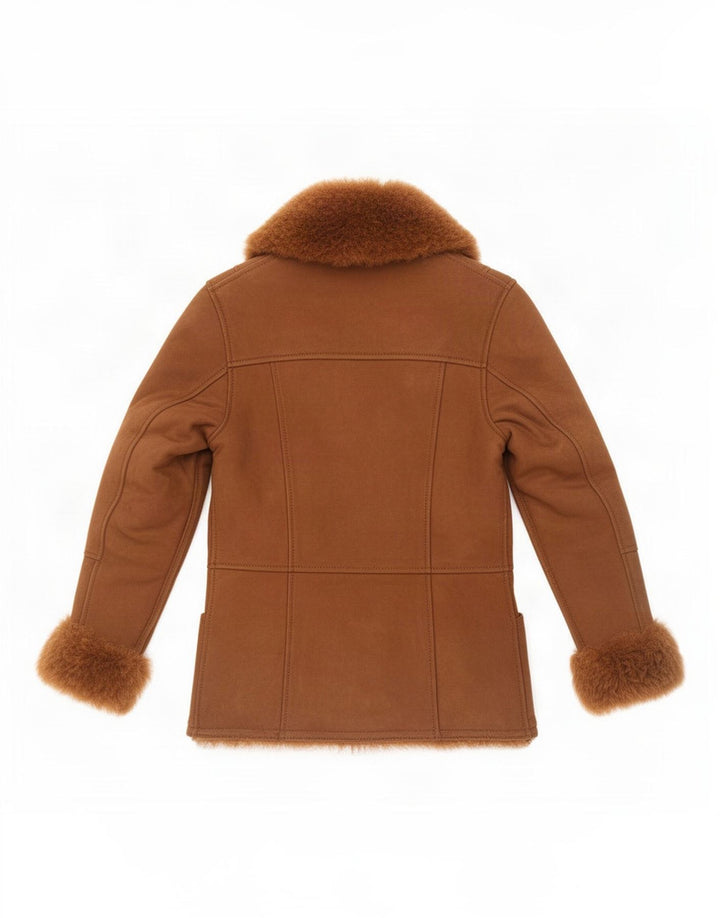 Vintage Damen Shearling Jacke UK 8 Small Braun