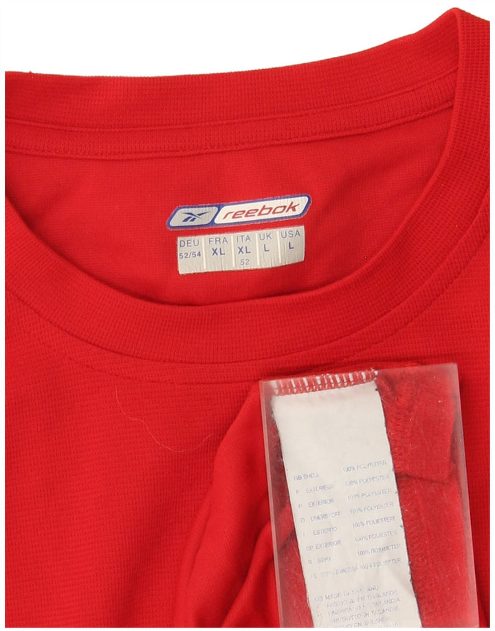 Reebok Herren-Top, langärmelig, groß, rot, Polyester