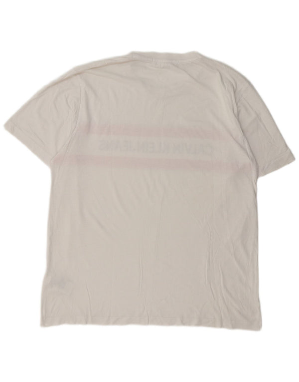 Calvin Klein Jeans Herren-T-Shirt mit Grafik, XL, weiße Baumwolle