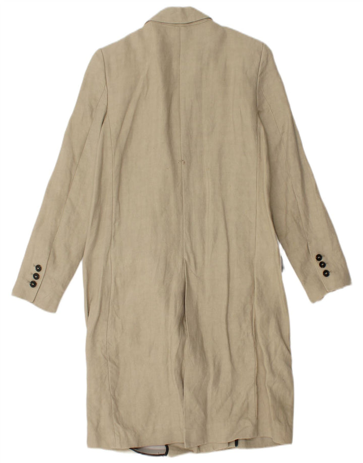 Zara Damen Zweireihiger Mantel UK 6 XS Beige Leinen