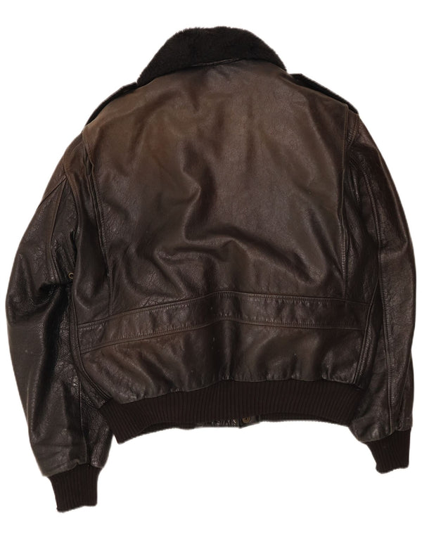 Vintage Herren Militär Bomber Lederjacke UK 42 XL Schwarz