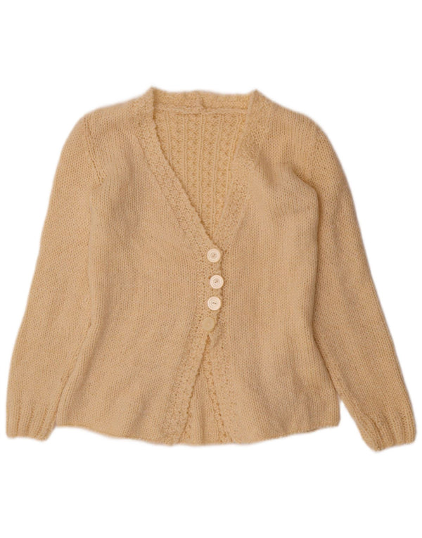 Vintage Damen Cardigan Pullover UK 12 Medium Beige