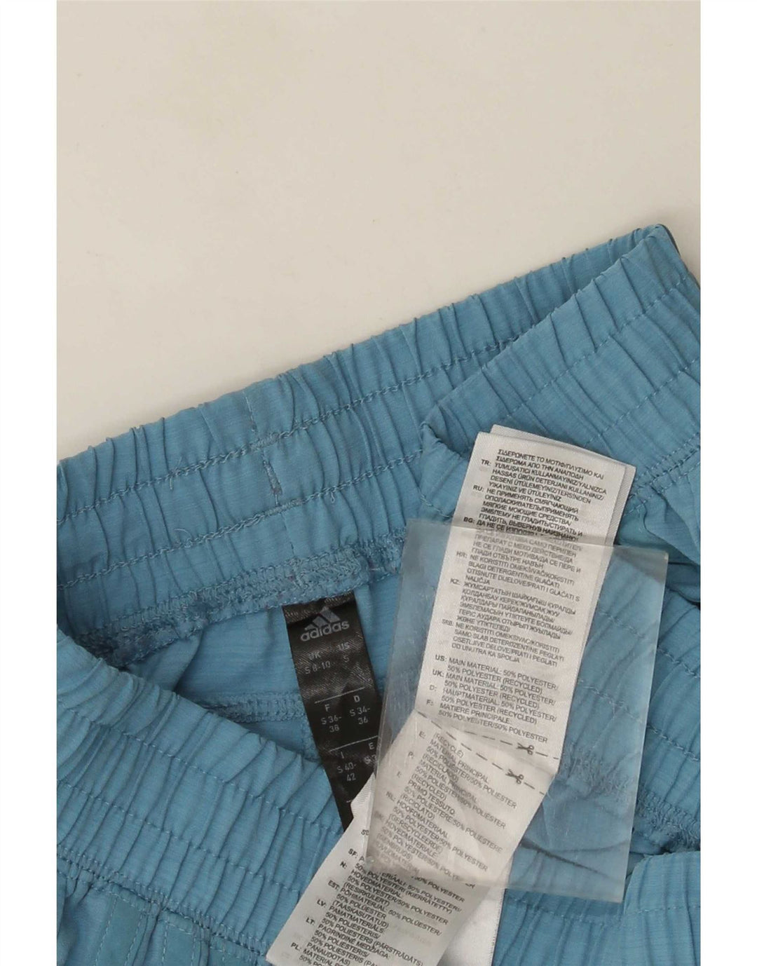 Adidas Damen Sport Shorts UK 8/10 Small Blau Polyester