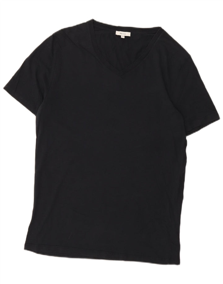 Reiss Herren T-Shirt Top Medium Schwarz Baumwolle
