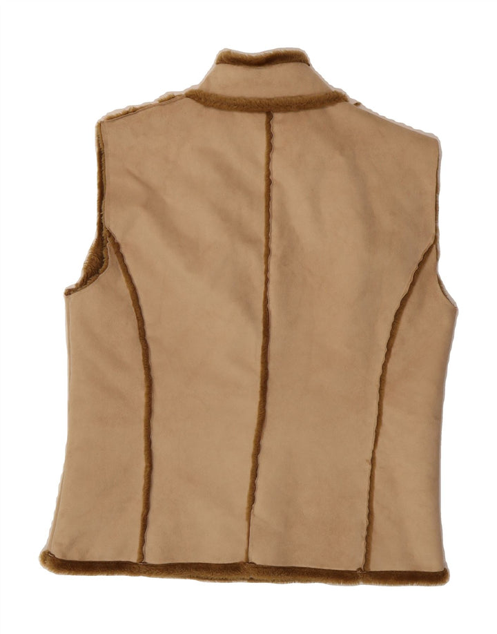 SASHA Womens Sherpa Gilet UK 14 Medium Beige Polyester Vintage Sasha and Second-Hand Sasha from Messina Hembry 