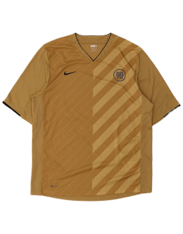 Nike Herren T-Shirt Top UK 39/41 Mittelbraun gestreift Polyester