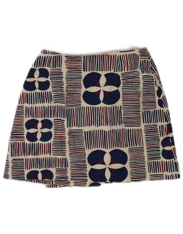 Vintage Mädchen Mini Wickelrock 9-10 Jahre W24 Blau Geometrisch