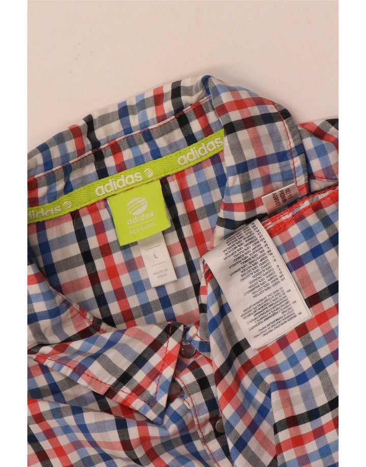 Adidas Herren Neo Label Kurzarmhemd, groß, mehrfarbig, Gingham-Baumwolle