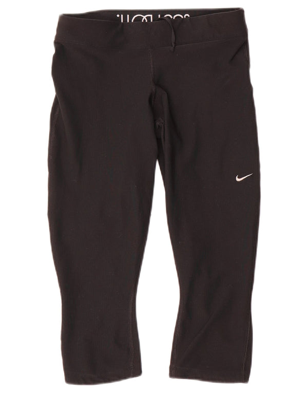 Nike Damen Dri Fit Capri Leggings UK 14 Medium Schwarz