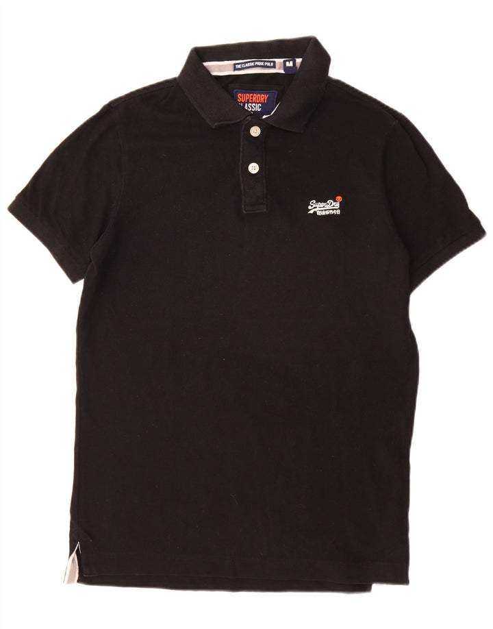 Superdry Herren-Poloshirt mit klassischer Passform, mittelschwarze Baumwolle