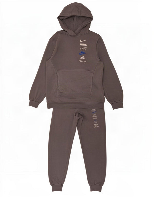 Nike Jungen-Trainingsanzug mit Kapuze und Grafik, 12–13 Jahre, Größe L, Grau, Baumwolle