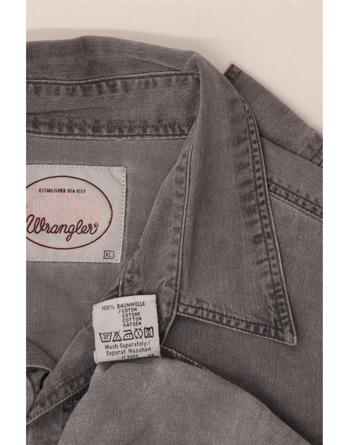 Wrangler Herren-Jeanshemd XL aus grauer Baumwolle