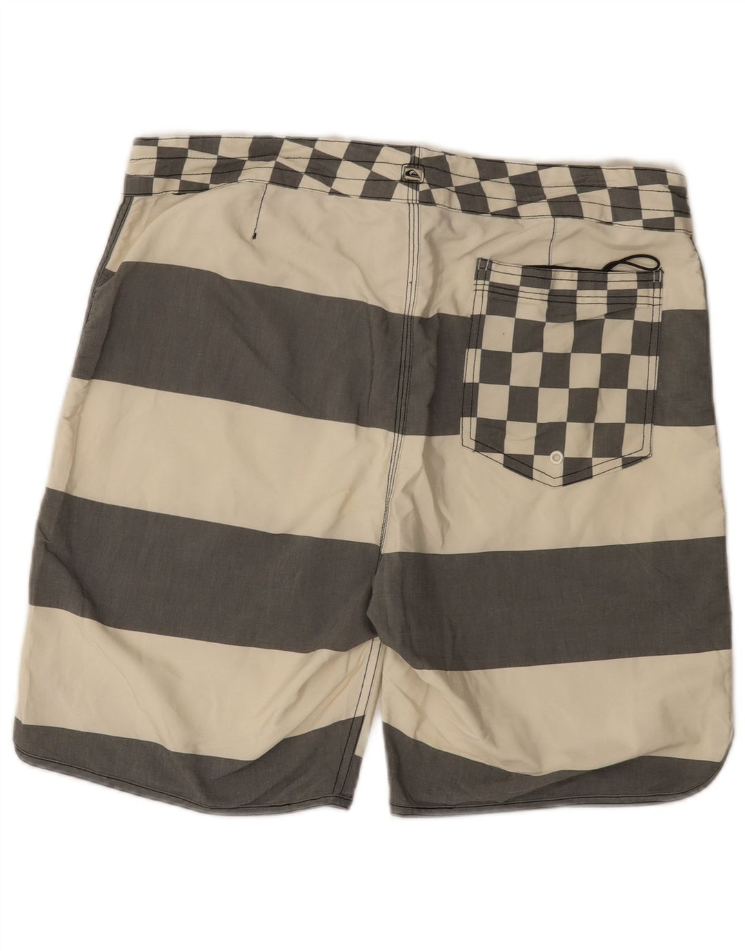 Quiksilver Herren-Badeshorts, groß, cremefarbenes, gestreiftes Polyester