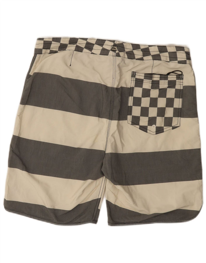 Quiksilver Herren-Badeshorts, groß, cremefarbenes, gestreiftes Polyester