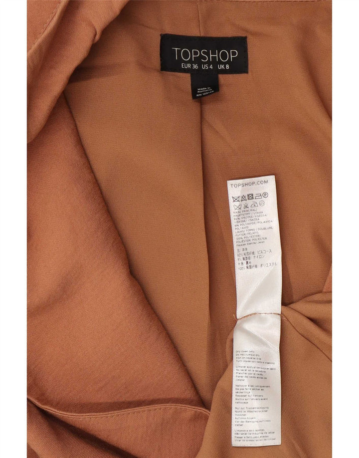 Topshop Damen Blazer Jacke UK 8 Small Beige Viskose