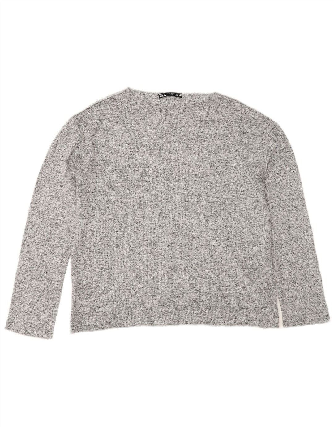 Zara Damen Top Langarm UK 10 Small Grau meliert Viskose