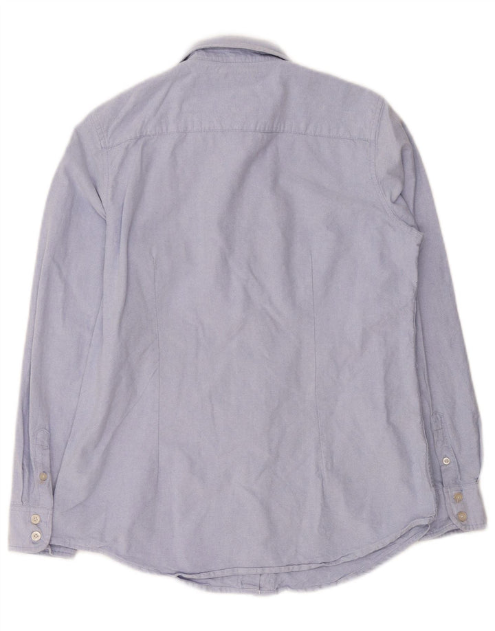 Crew Clothing Maßgeschneidertes Damenhemd UK 12 aus mittelblauer Baumwolle