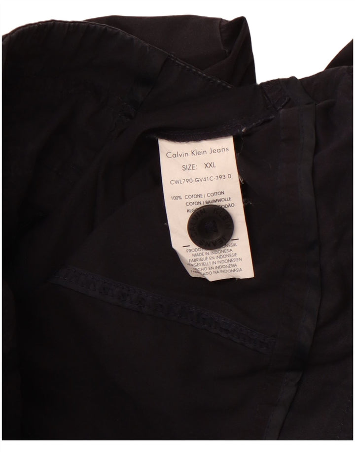 CALVIN KLEIN JEANS Damen Militärjacke UK 20 2XL Marineblaue Baumwolle