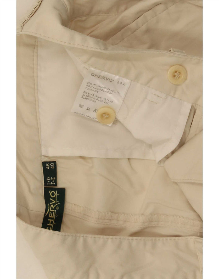 Chervo Mens Pegged Chino Shorts IT 46 Small W36 Off White Polyamid