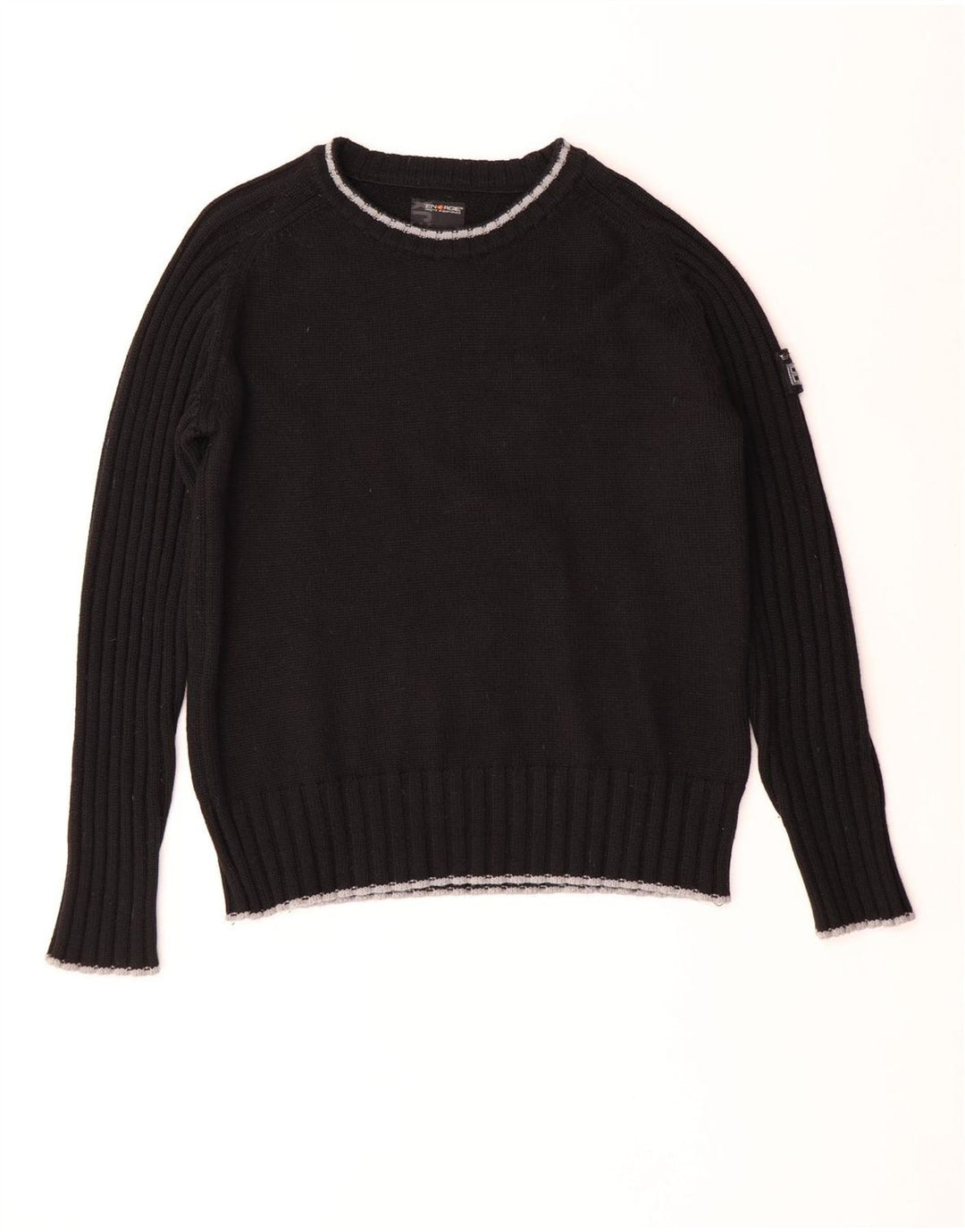 Energie Herren-Pullover mit Rundhalsausschnitt, groß, schwarze Wolle