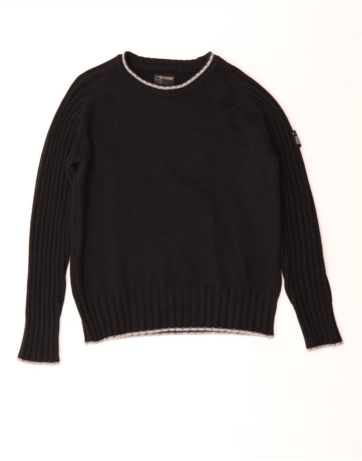 Energie Herren-Pullover mit Rundhalsausschnitt, groß, schwarze Wolle